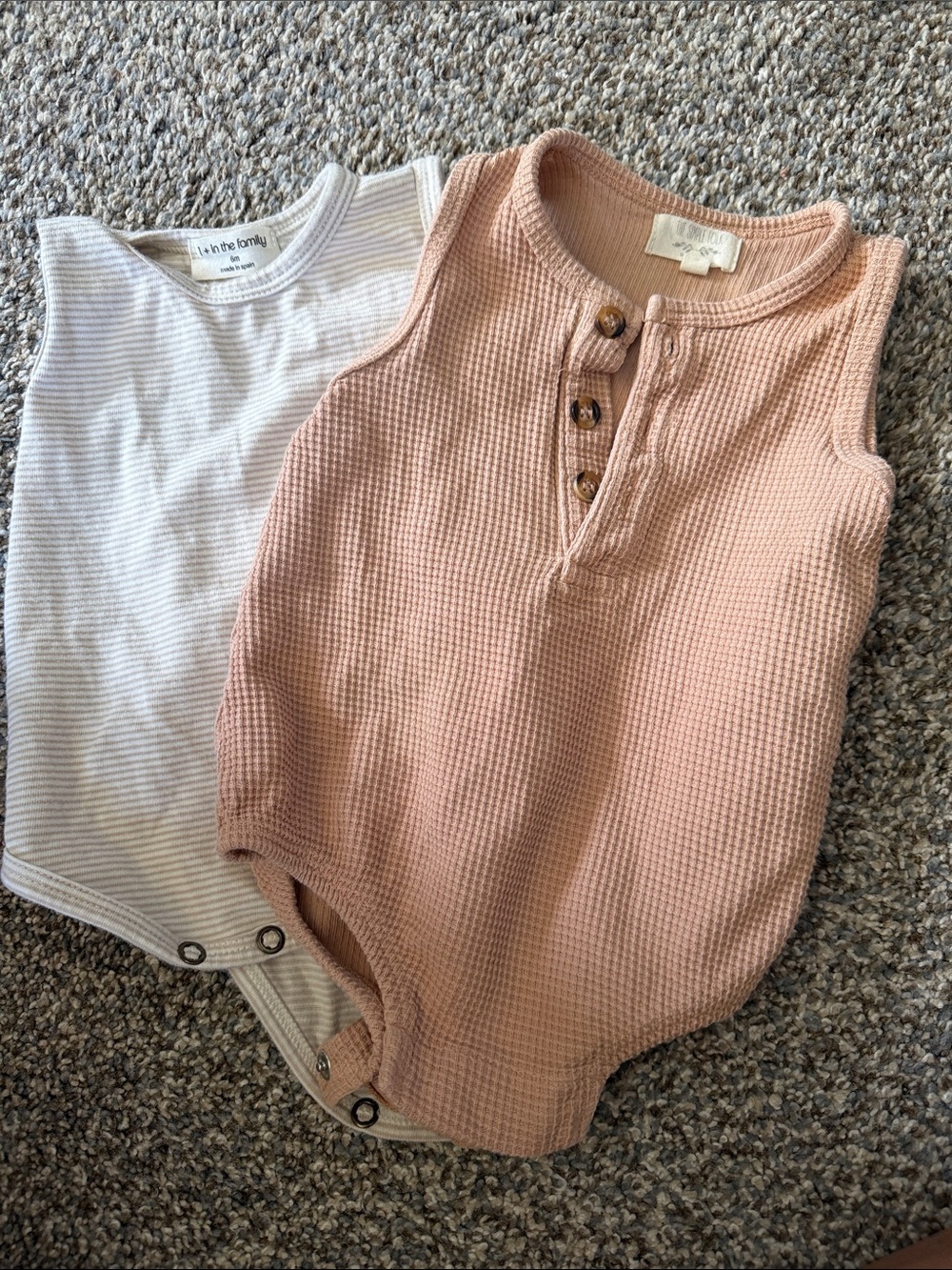 Twofer -Waffle Knit and striped Sleeveless Tanks 0-3 M
